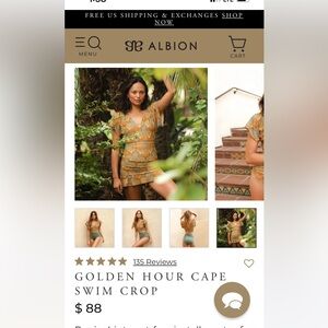 ALBION FIT GOLDEN HOUR CAPE CROP Size Small